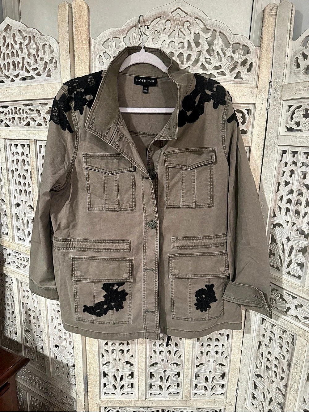 Lane Bryant Utility Jacket in Olive & Black Size 14/16 Like New